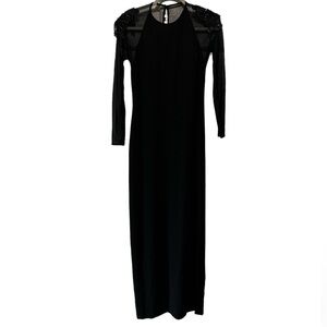 Laundry by Shelli Segal Women’s Gothic Black Beaded Cocktail Maxi Dress
